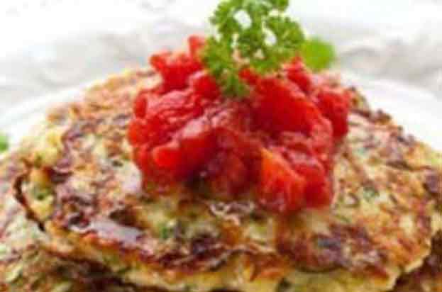 Zucchini Fritters and Capsicum Relish